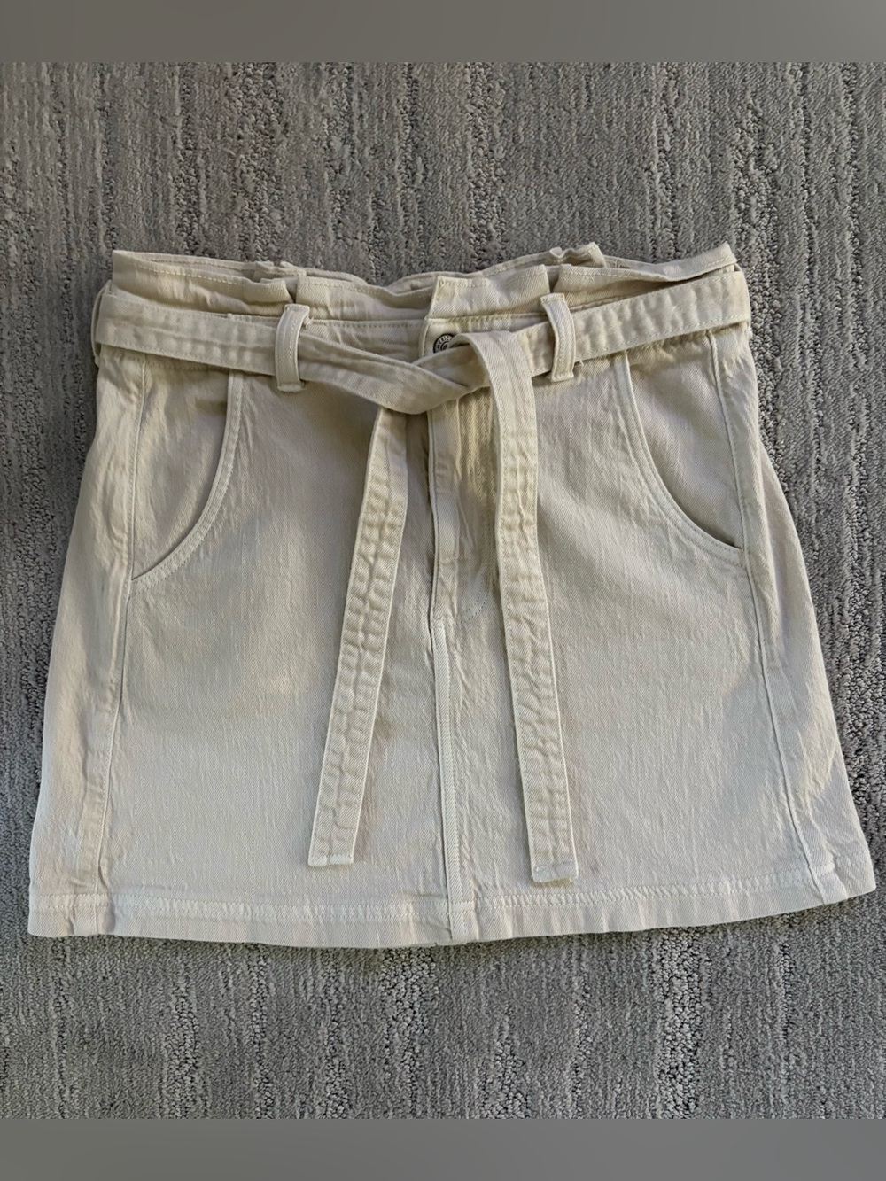 American Eagle Cream Paperbag Denim Mini Skirt 8 Coastal Minimalist Vanilla Girl